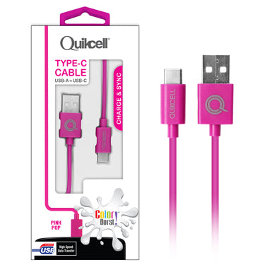 Colour Burst Charge & Sync Micro USB to USB-A Cable Pink