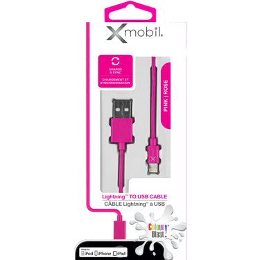 Colour Burst Charge & Sync Lightning Cable MFI to USB-A 3ft - Pink