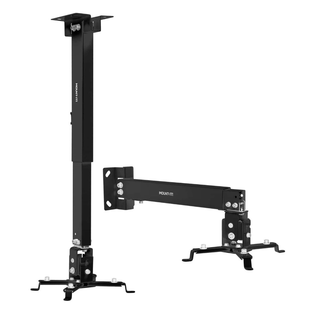 Mount-It! Projector Wall & Ceiling Mount Full Motion Solid Steel Supports 40 lbs Mounts to Ceiling or Wall - Black