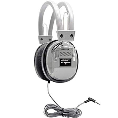 HamiltonBuhl HamiltonBuhl Headphone Deluxe Over Ear Adjustable Headband Dura-Cord Chew Resistant 5ft 3.5mm - Silver (UPC: