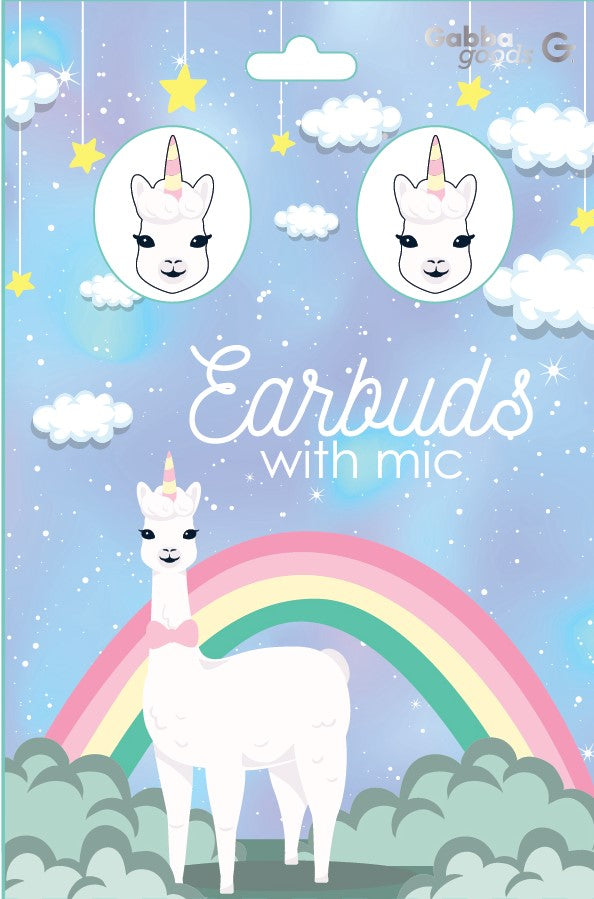 Gabba Goods Gabba Goods Earbuds Silicone Llamacorn 3.5mm (UPC: 8130850203640)