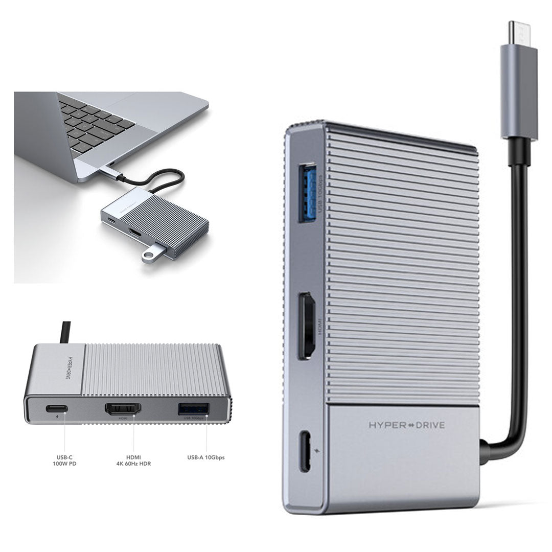 Hyper Docking Station USB-C Universal HyperDrive GEN2 6 Port 100watt Power Delivery 4K Video - Silver