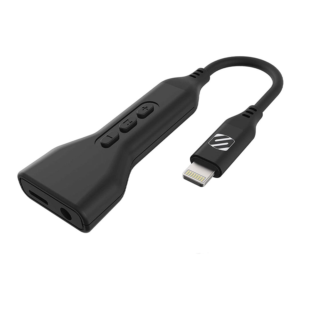 Scosche Adapter Lightning to Lightning Female and 3.5mm Female MFI StrikeLine - Allows Charging and Connecting 3.5mm Headset at the Same Time