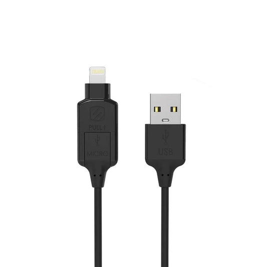 Scosche Scosche Charge & Sync Lightning/Micro USB to USB-C MFI Cable 3ft Black Strikeline (SKU: 51142) – Image 2