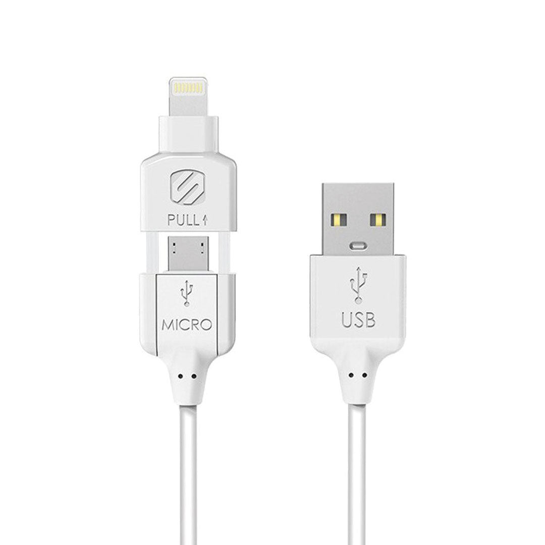 Scosche Charge & Sync Lightning/Micro USB MFI to USB-C Cable 3ft White Strikeline
