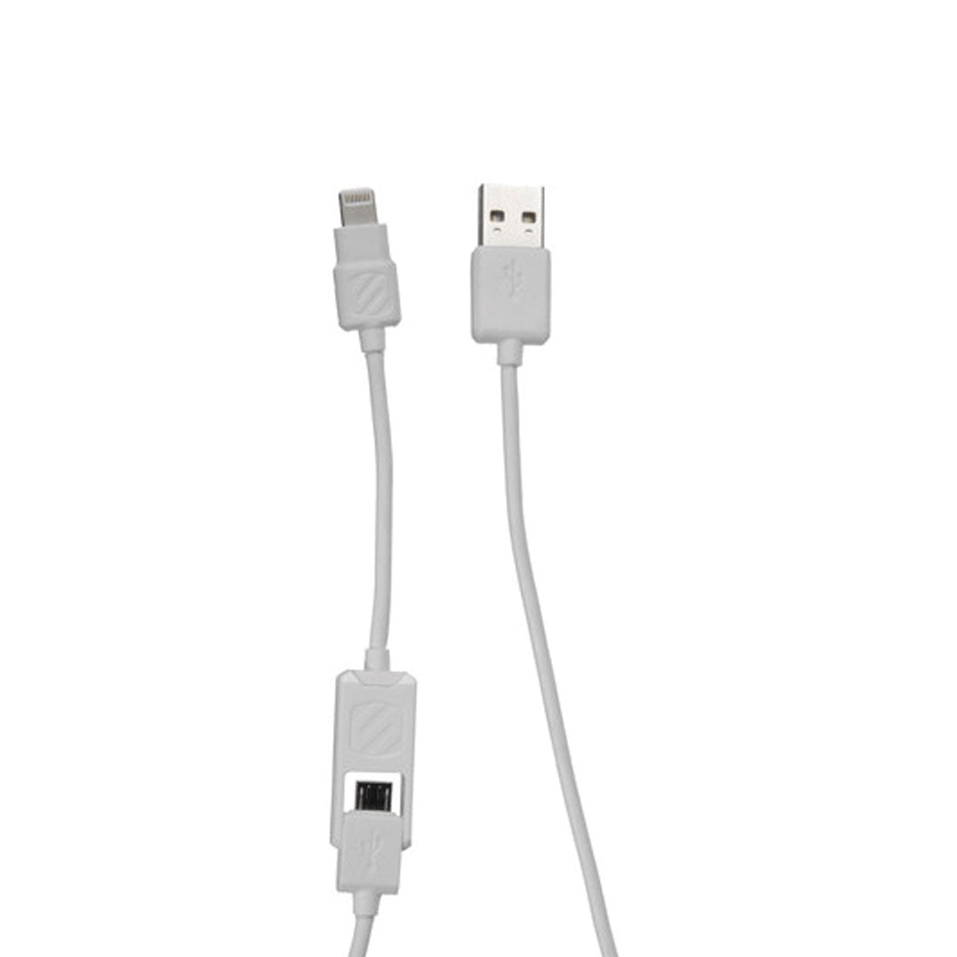 Scosche Charge & Sync Lightning MFI/micro USB to USB-A 3ft White smartSTRIKE