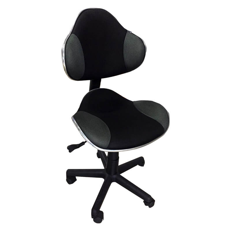 Xtech Office Chair Cloth Modern Style with Wheels, Tilt 17° & Pneumatic Height Adjustment 2 Tone Black & Grey