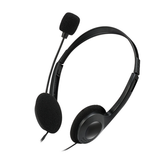 Adesso Adesso Headset Stereo with Boom Mic Dual 3.5mm with Inline Volume Control - Black