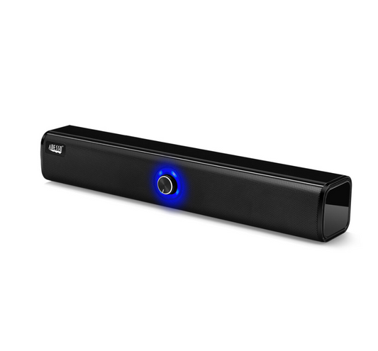 Adesso Adesso Speaker Sound Bar 10W x 2 Bluetooth 5.0 6hr Playtime High Output Power Aux input and Aux Cable Included - Black