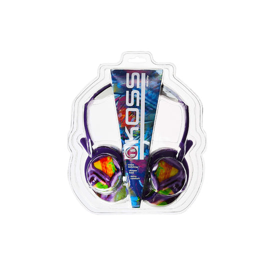 Koss Headphone Full Size Noise Isolating Deep Bass Extra Comfort Fold Flat Design Adjustable Padded Headband 3.5mm 4ft - Purple