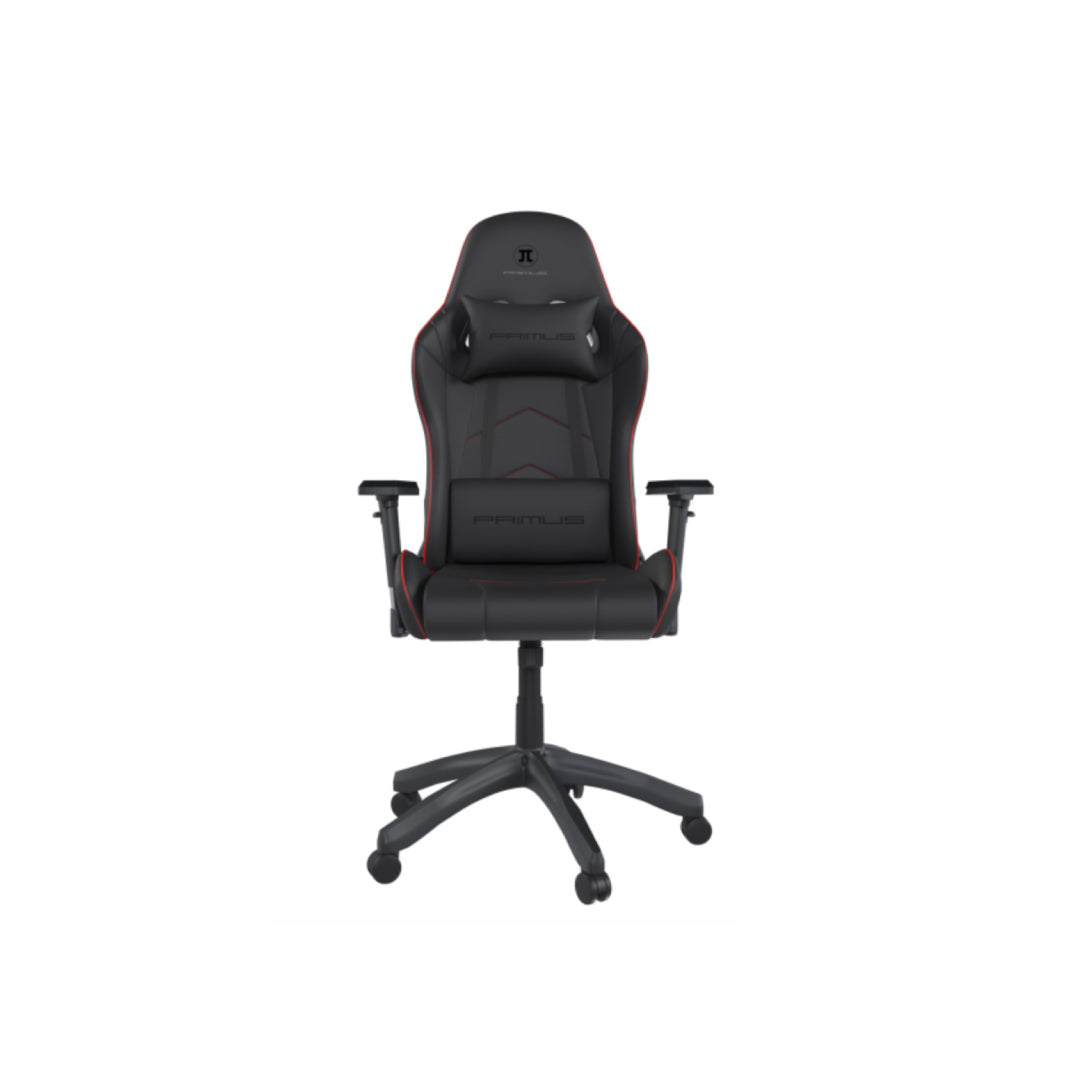 Primus Gaming Chair Thronos 200S Premium Racing Ergonomic Backrest Headrest Lumbar,Tilt 90º -135º,Max Weight 309Lbs Wider Seat Base 4D Armrests - Black & Red