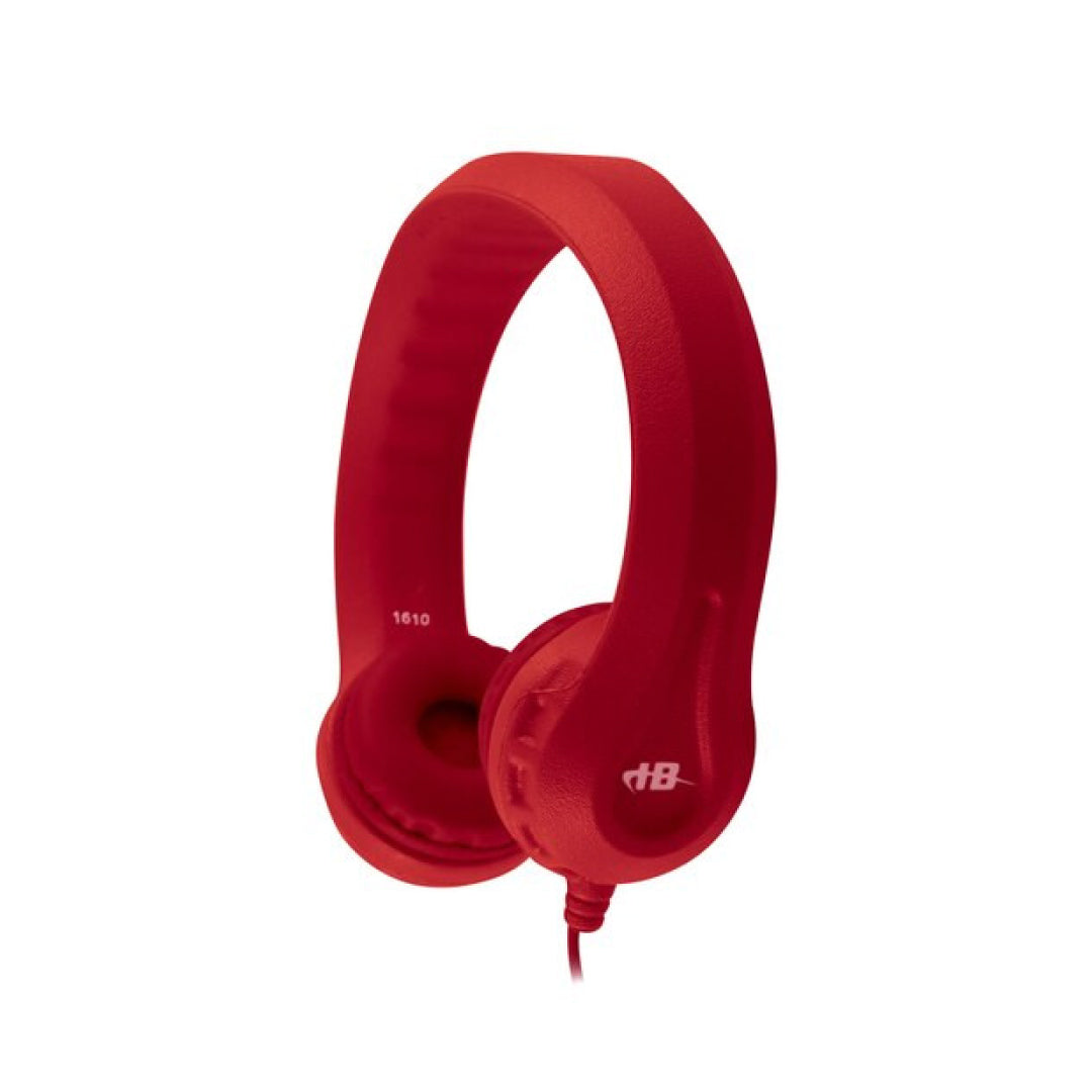 HamiltonBuhl Headphones Flex-Phones Foam Virtually Indestructible Dura-Cord Chew Resistant 4ft Cable 3.5mm - BULK - Red