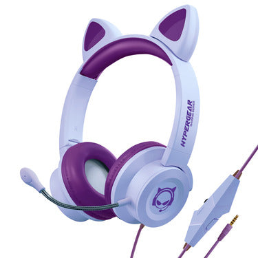 HyperGear HyperGear Gaming Headset with Boom Mic Kombat Kitty Safe Volume and Mute Controls with Kitty Ears 3.5mm Portable