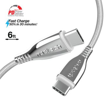 Naztech Naztech Charge & Sync PD USB-C to USB-C Titanium Braided Ballistic Nylon Cable 6ft PD up to 60W Fast Charge