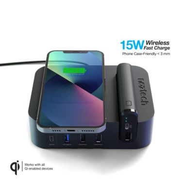 Naztech Naztech Charging Station Pro 7 Devices - 4 Ports 1x USB-C 30w PD 3x USB A (1x 18w Fast 2x 15w) + Qi Charging Pad +
