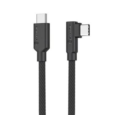 Alogic Charge & Sync USB-C to USB-C Right Angled 3ft Double Braided Extremely Strong Cable 100W Power Delivery Elements Pro - Black