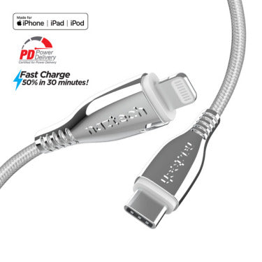 Naztech Naztech Charge & Sync Lightning MFI to USB-C Titanium Braided Ballistic Nylon Cable 6ft Fast Charge Reinforced Metal