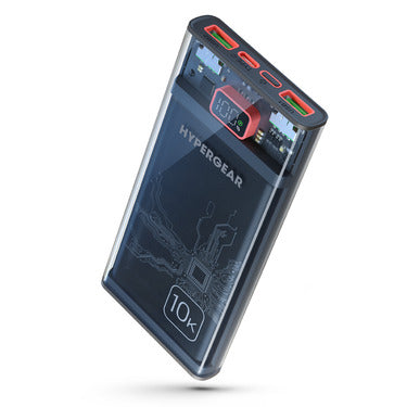HyperGear HyperGear Powerbank 10000mAh ClearCharge XL 3 Port USB-A x2 (22.5W) USB-C (20W) PD Fast Charge - Clear (UPC:
