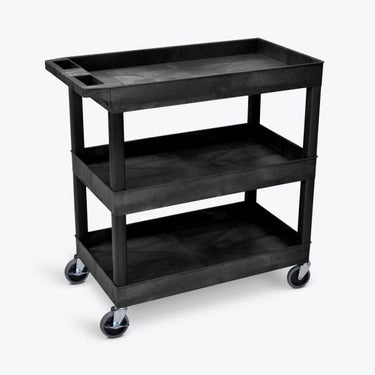 Luxor Luxor AV Cart 32in Molded Plastic 3 Shelves HDPE (high-density polyethylene) up to 300lbs Casters with Locking