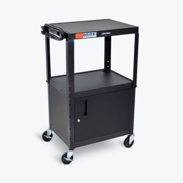 Luxor Luxor AV Cart 24in Steel Adjustable 24in to 42in High Locking Cabinet Compartment 4 Swivel Ball Bearing Casters 3
