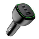 Alogic Car Charger 3 Port Rapid Charge 165W 2x USB-C 140W & 35W 1x USB-A 30W Includes USB-C to USB-C 3fr 240W PD Cable - Black