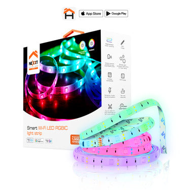 Nexxt Nexxt Smart Home Wifi LED RGBIC Strip Lights 16 Million Colours Dimmable 16.4ft Smart Controller & Power Adapter Voice
