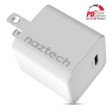 Naztech Naztech Wall Charger 1 Port 20W USB-C PD Mini Fast Charge Compact Lightweight - White (SKU: 53813)