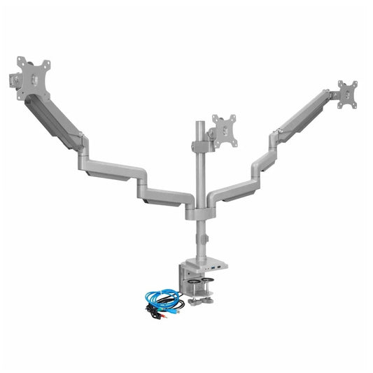 Mount-It Mount-It! Triple Monitor Mount Desktop Clamp with USB-C & USB-A 3.0 & Aux Portc Up to 32in per Arm Tilt Swivel &