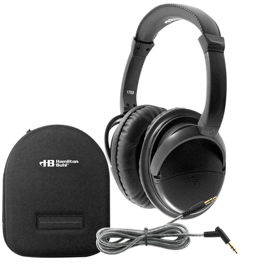 HamiltonBuhl HamiltonBuhl Headphones Deluxe Active Noise Cancelling with Case 3.5mm Padded Ear Cups & Headband (SKU:
