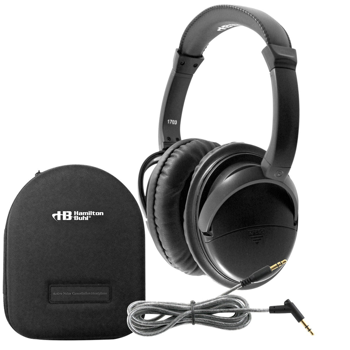 HamiltonBuhl HamiltonBuhl Headphones Deluxe Active Noise Cancelling with Case 3.5mm Padded Ear Cups & Headband (SKU: