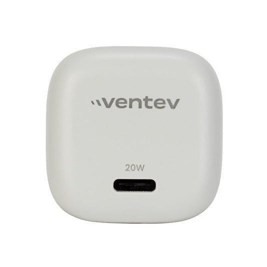 Ventev Ventev Wall Charger 1 Port 20W USB-C - White & Grey with USB-C to USB-C Cable 3.3ft - Box - White (SKU: 54377)