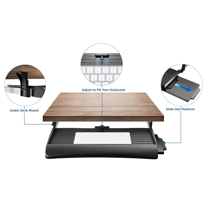 Mount-It! Under Desk Keyboard & Mouse Tray Tilt Swivel Adjustable Height Ergonomic with Gel Wrist Pad - Black