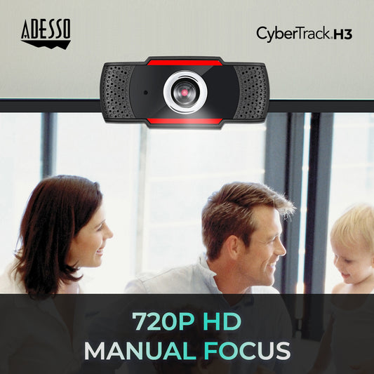 Adesso Webcam 720P CyberTrack H3 1.3 MP with Build-in Microphones (USB) - product image 2 of 5