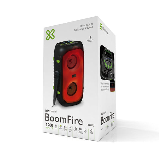 Klipxtreme Klipxtreme Speaker Bluetooth Party BoomFire 1200W 2x 4in Subwoofers TWS Double Bass & Flame LED Lights with Wired