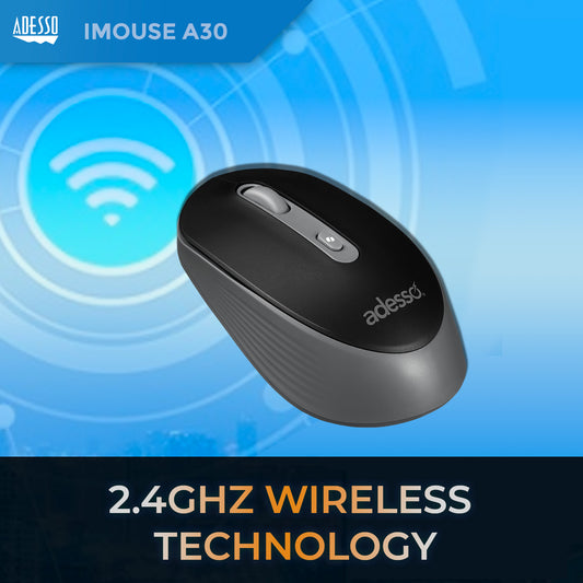 Adesso Mouse Wireless A30B 4 Buttons up to 1200dpi with AI CoPilot Shortcut Button PC/Mac - Black - product image 2 of 5