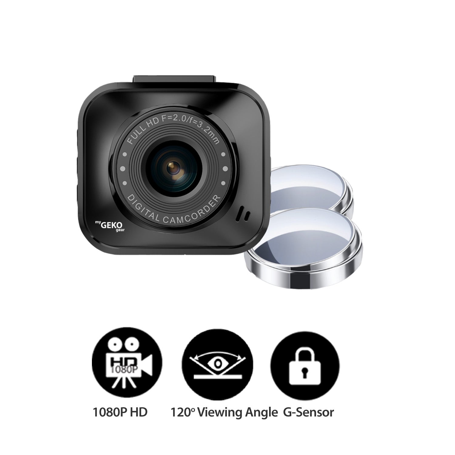 myGEKOgear Dashcam - Orbit 122 1080p HD with Blind Spot Mirrors 120 Degree Wide Angle G-Sensor 8GB MicroSD Included (support up to 32GB) - Black - product image 2 of 5