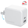 Naztech Wall Charger 2 Port USB-C 30W PD + USB-A 12w Fast Charge Folding Prongs - White - product image 1 of 5