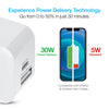 Naztech Wall Charger 2 Port USB-C 30W PD + USB-A 12w Fast Charge Folding Prongs - White - product image 5 of 5