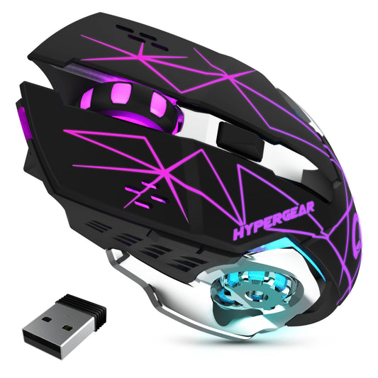HyperGear HyperGear Gaming Mouse Wireless 2.4Ghz Chromium 6 Button 1600dpi 7 Colour LED PC/Mac - Black