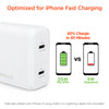 HyperGear Wall Charger 2 Port 40W - 2x USB-C 20W Ports PPS Fast Charging - Foldable Prongs - White - product image 3 of 5
