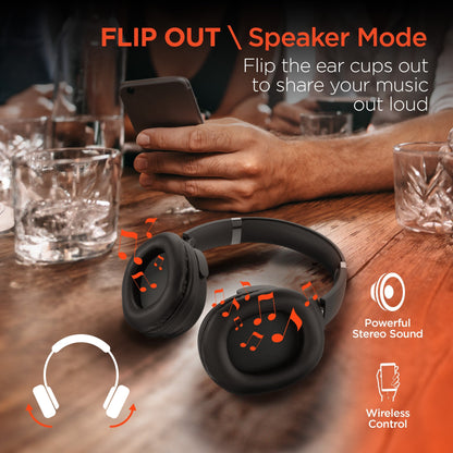 HyperGear HyperGear Bluetooth Headphones & Speakers 2-in-1 Design Flip Out to Create Speakers 3W Dynamic Bass Mic Over Ear