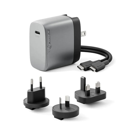 Alogic Wall Charger 1 Port 67W GaN PD USB-C with 3 International Plug Adapters & 6ft USB-C to USB-C 100W Cable & Travel Case - Grey - product image 1 of 5