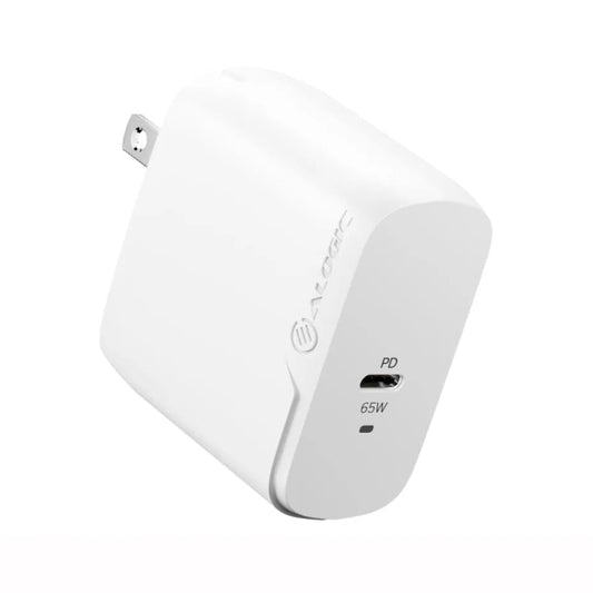 Alogic Wall Charger 1 Port 65W GaN PD USB-C with 6ft USB-C to USB-C Cable Compact Size Rapid Power - White - product image 1 of 5