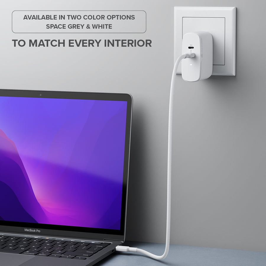 Alogic Alogic Wall Charger 1 Port 65W GaN PD USB-C with 6ft USB-C to USB-C Cable Compact Size Rapid Power - White