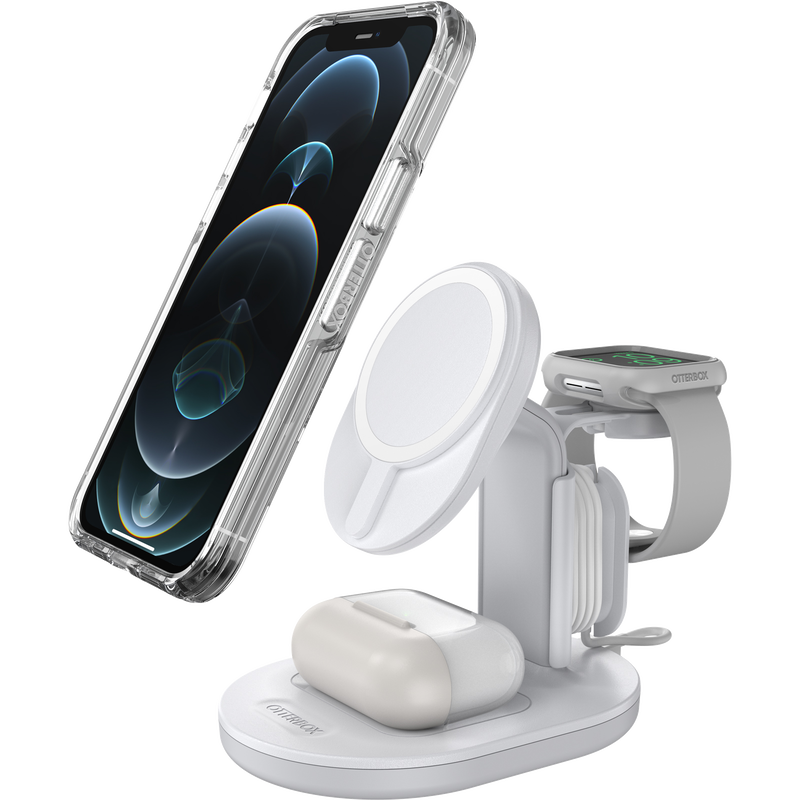 OtterBox Qi Charging 3-in-1 Charging Stand Magsafe iPhone AirPods Watch (charger not included)  with 36W Wall Charger and 6ft USB-C to USB-C Cable - White - product image 2 of 5