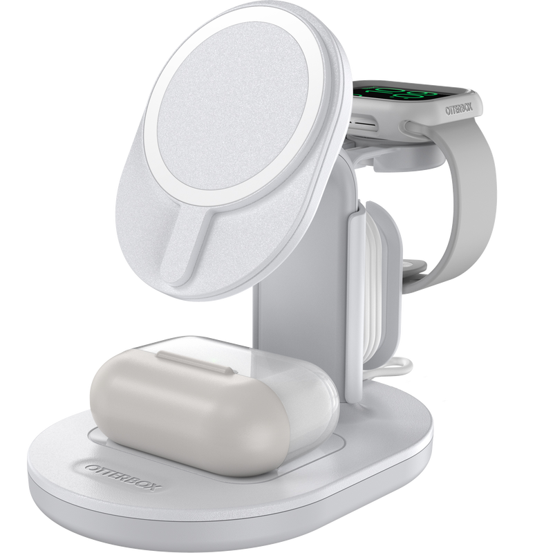 OtterBox Qi Charging 3-in-1 Charging Stand Magsafe iPhone AirPods Watch (charger not included)  with 36W Wall Charger and 6ft USB-C to USB-C Cable - White - product image 4 of 5