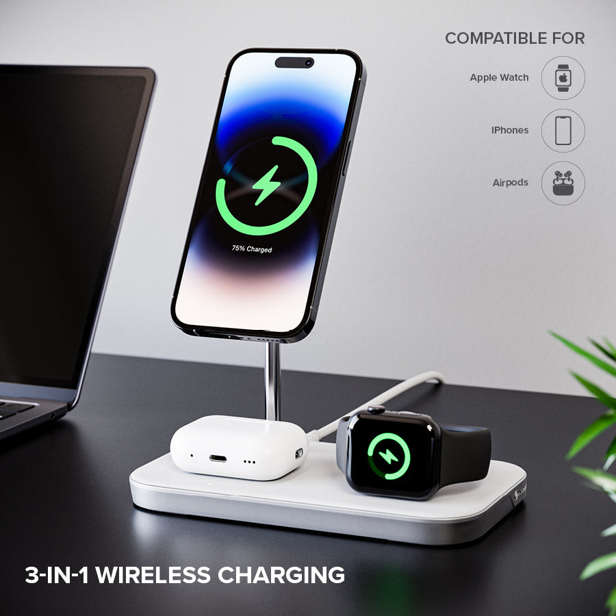 Alogic Qi Charging Stand 3-in-1 Apple Certified Phone & Watch Charger & AirPods - Black - product image 3 of 5
