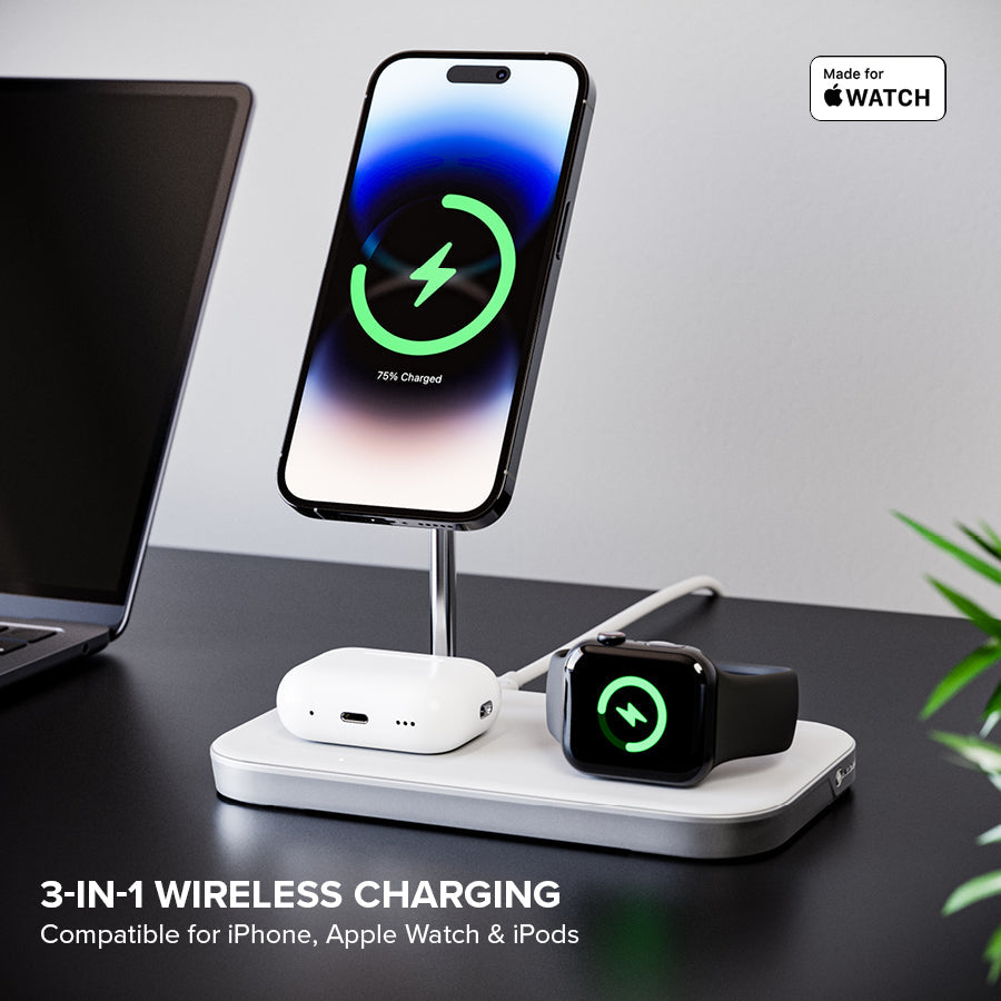 Alogic Qi Charging Stand 3-in-1 Apple Certified Phone & Watch Charger & AirPods - Black - product image 5 of 5