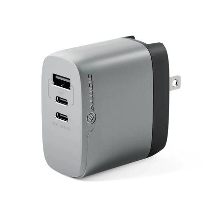 Alogic Wall Charger 3 Port 67W GaN PD 2x USB-C (47-67W + 15W)+ 1 USB-A (15W) with 3 International Plug Adapters & 6ft USB-C to USB-C 100W Cable & Travel Case - Grey - product image 2 of 5