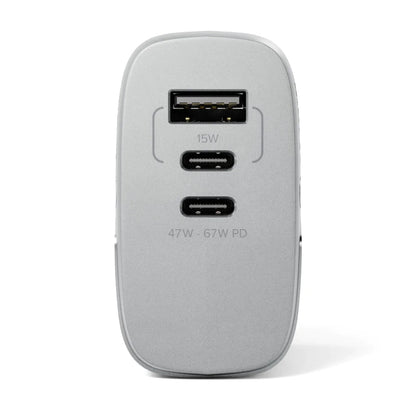 Cancella Alogic Wall Charger 3 Port 67W GaN PD 2x USB-C (47-67W + 15W)+ 1 USB-A (15W) with 3 International Plug Adapters & 6ft USB-C to USB-C 100W Cable & Trave - product image 3 of 5